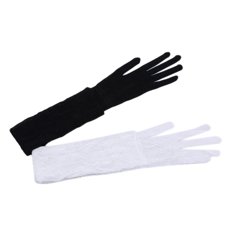 

2 Pairs Women Sexy Transparent Lace Elastic Floral Gloves Bride Long Sleeve Elbow Length Mesh Liturgy Womens Gloves