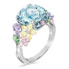 Роскошное блестящее многоцветное обручальное кольцо с кристаллом из обручальное кольцо с цветком циркония, элегантное и красивое женское праздничное кольцо