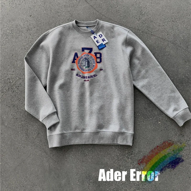 

Толстовка с круглым вырезом для мужчин и женщин, Свитшот серого цвета с вышивкой, с надписью Adererror, 1:1