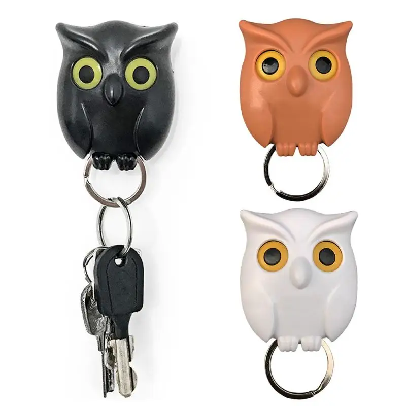 

Wall Key Hook Holder Hanging Night Owl Magnetic Keep Keychains Hanger It Will Open Eyes Decorative Hooks Dropshipping