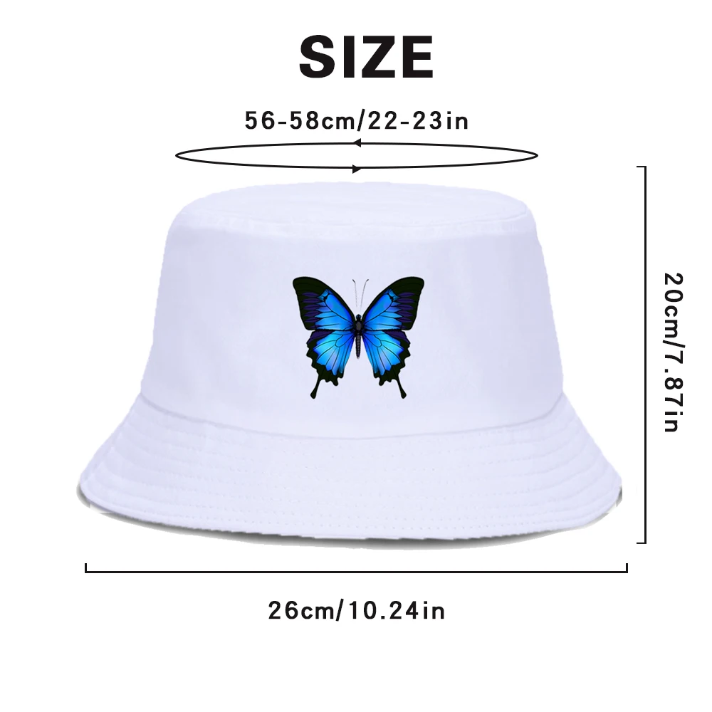 Панама в стиле Харадзюку с синей бабочкой шляпа от солнца для рыбаков