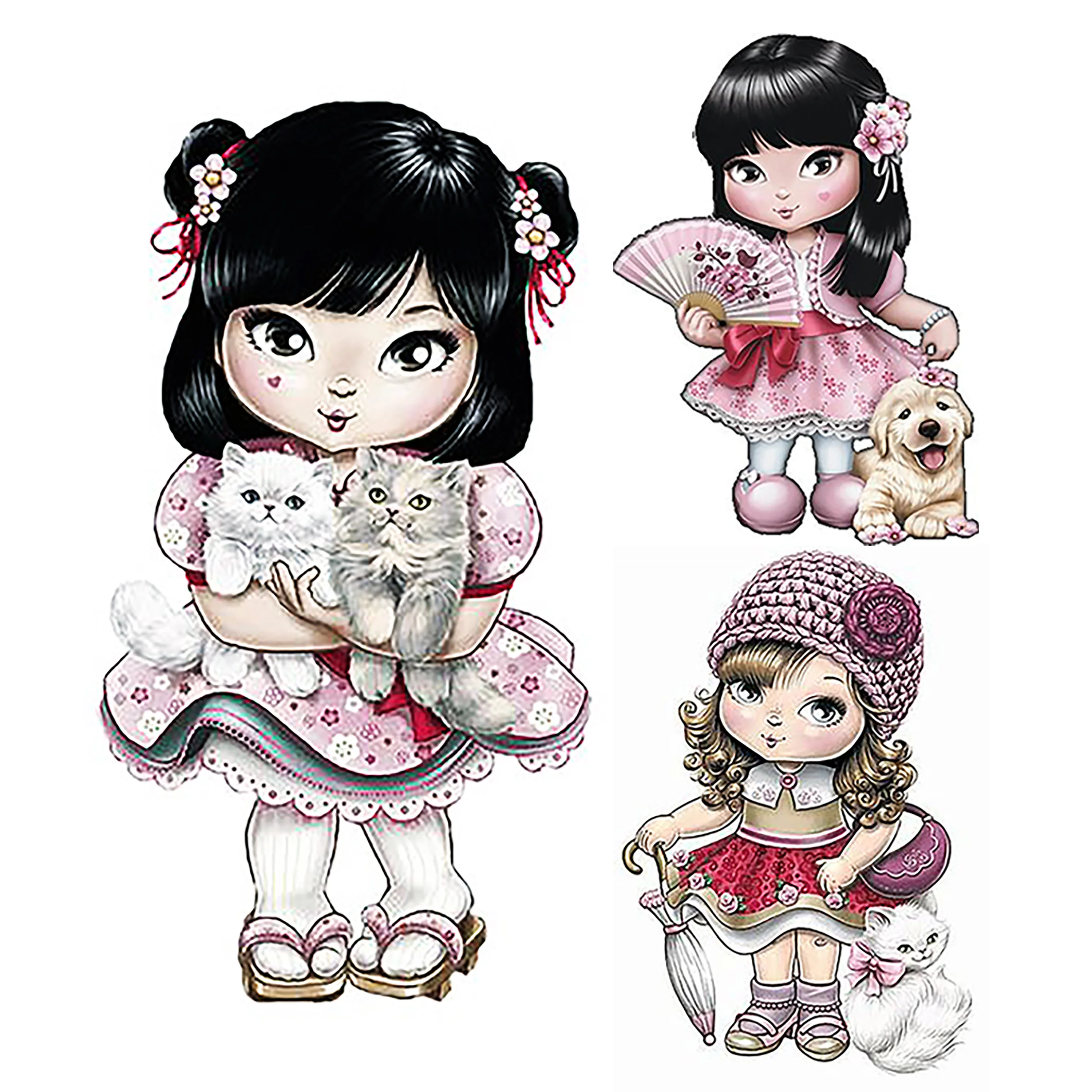 Lovely Dog Cat Girl Metal Cutting Dies Animal With Big Eyes Doll Stencil Embossing DIY Scrapbooking |