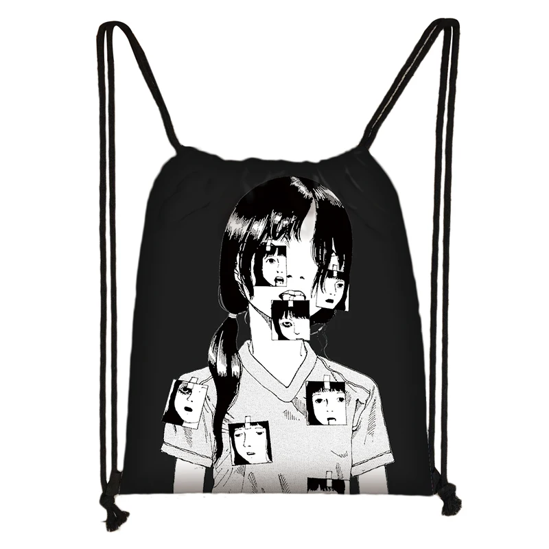 skdmanga02 Horror manga drawstring сумка Junji Ito Женская и мужская сумка для хранения Jorogumo/slug девушка холщовый рюкзак дорожный рюкзак Подростковая сумка - Цвет: skdmanga02