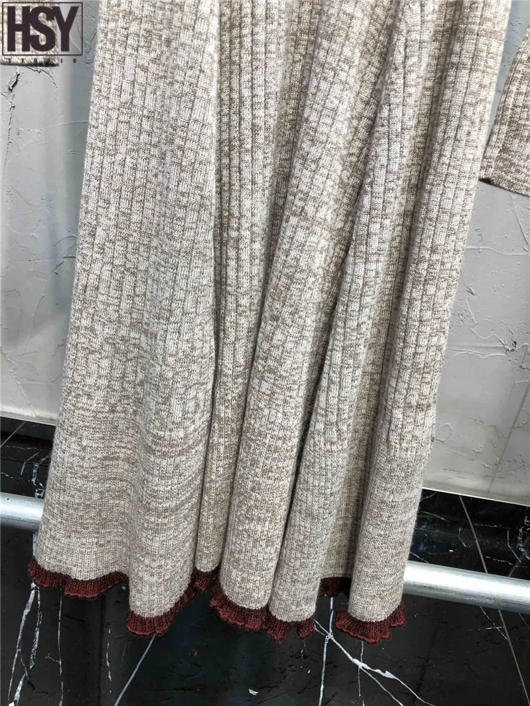 【HSY】2019 Новое Элегантное облегающее женское платье с длинными рукавами и высоким