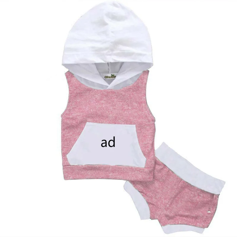 

AD LOGO Baby Jongens Meisjes Mode Kleding Set 2 stuk Hoodie Top Korte Broek Gestreepte Groene Mouwloze Kleding Set