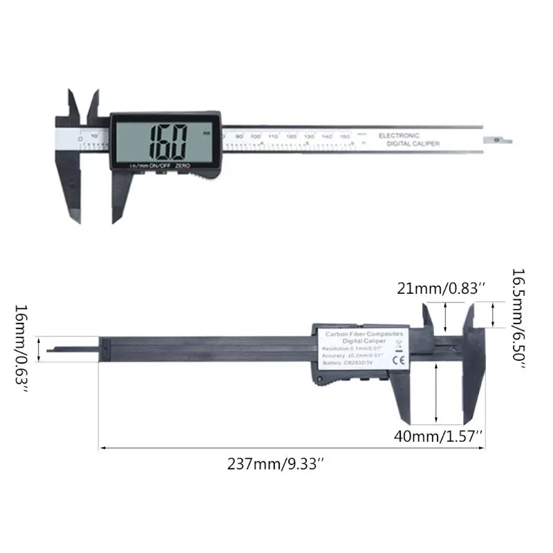 

Electronic Vernier Caliper Inch/Metric 6Inch 0-150mm Digital Full-screen Caliper