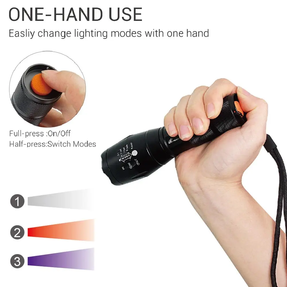 Водонепроницаемый Ультрафиолетовый светодиодный светильник онарь 3-1 УФ-фонарик