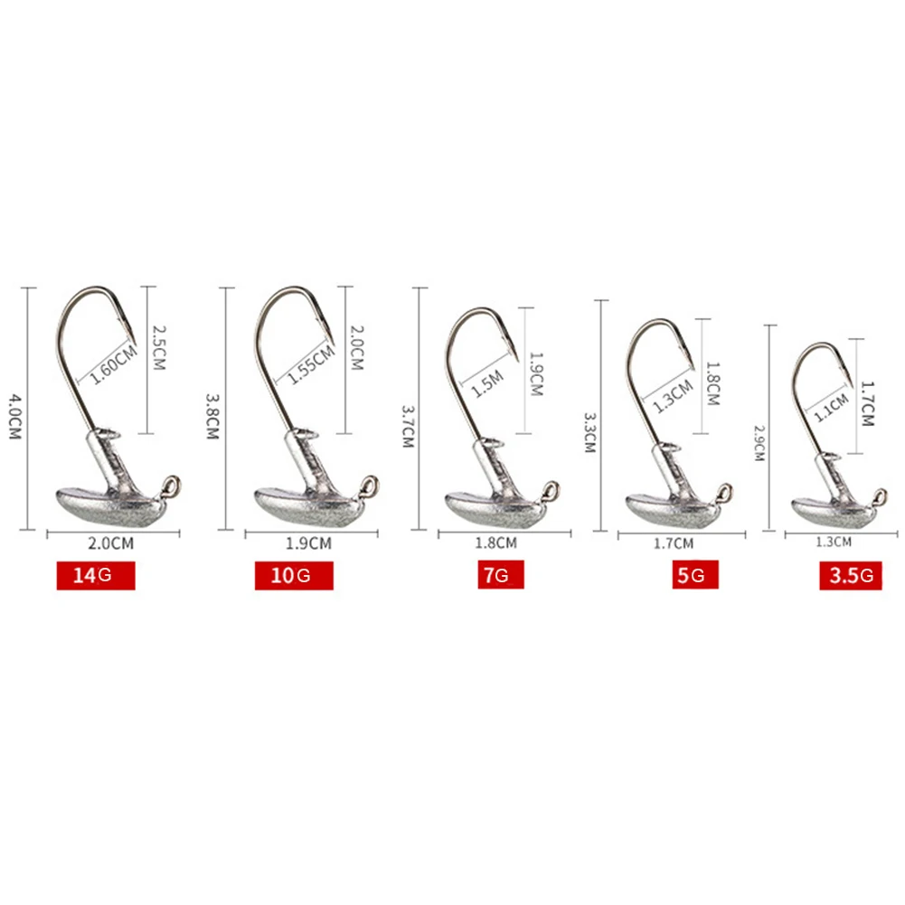 5 шт. 3.5g 5g 7g 10g 14g Сильный Lead Jig Head рыболовные крючки для мягкой приманки снасти
