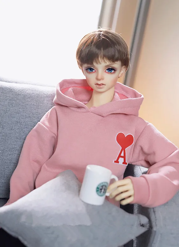 

4 point 3 point Uncle BJD.MSD Baby Clothing with Mini AccessorTop Coat Hearts A-Leather Pink Daily Hoodie