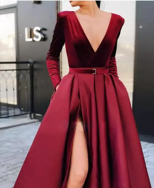 Новинка весенне-осенние осеннее платье модели с объемными элементами Глубокий V