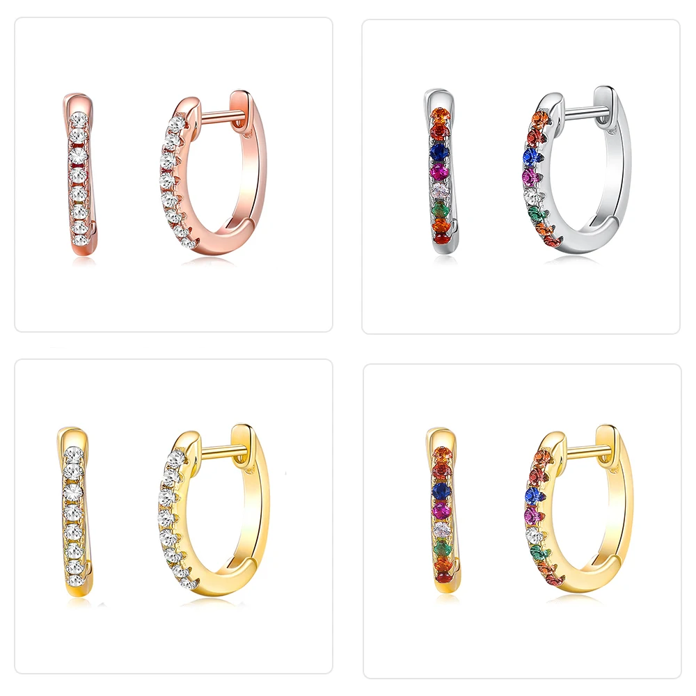 

925 Sterling Silver Hoop Earrings For Women Luxury Rainbow Star Girls Earrings Silver 925 Fine Jewelry Accessories Ear Cuffs New