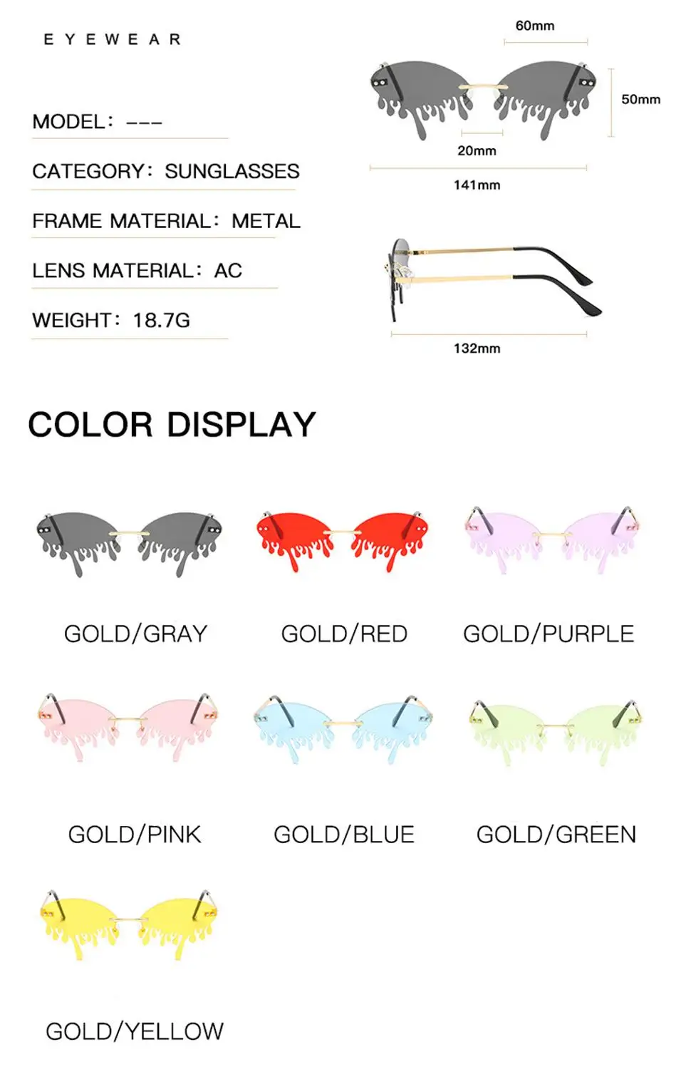 

Fashion Rimless Sunglasses Women New Vintage Unique Tears Shape Steampunk Sunglasses Female Gafas Shades UV400 Oculos Feminino