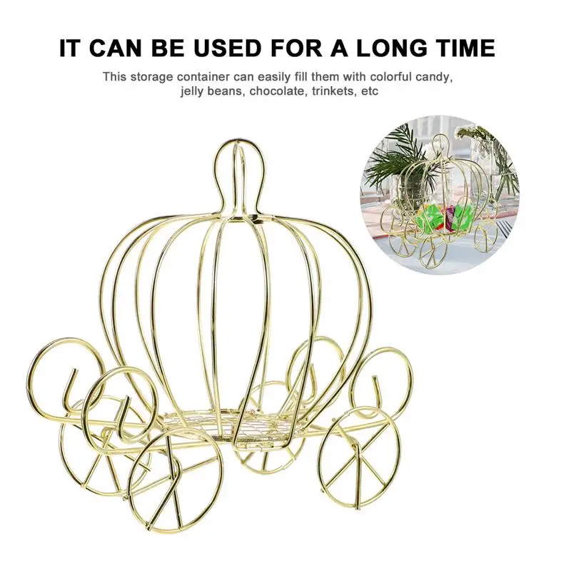 

Creative Pumpkin Carriage Decor Golden Candy Box Pumpkin Cart Metal Candy Box Christmas Party Decor Supplies