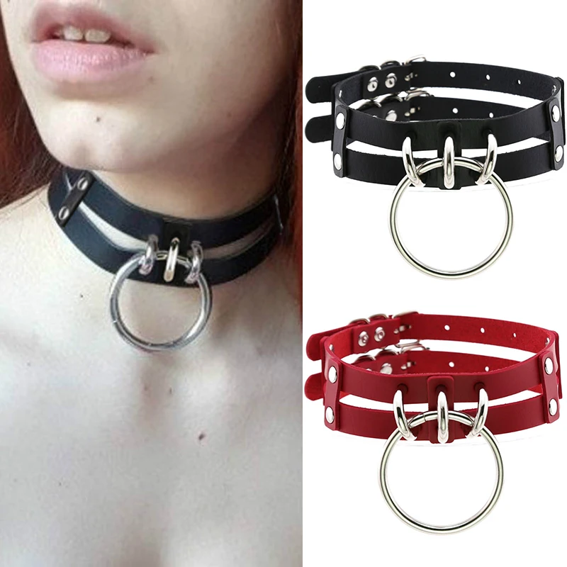 

Spiked choker for women men punk rock Collar Goth fashion necklaces Leather Choker Girls o shape Harajuku Gothic Jewelry CR632