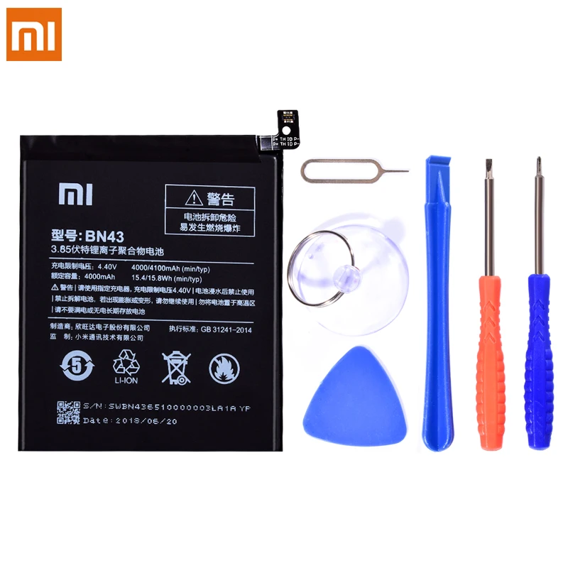 BN43 Оригинальный аккумулятор для телефона Xiaomi Redmi Note 4X сменные