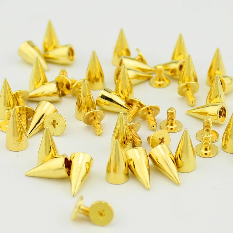 

100 шт. 7*14 мм золото гвоздики-заклёпки «панк» Rock Spike металлические пули Шпильки Точечные Заклепки оптом/бесплатная доставка