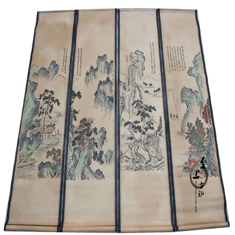 Живопись фрески Античная каллиграфия рамка для гостиной фэн-шуй четыре экрана