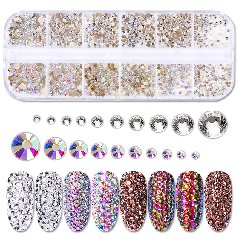1 коробка красочные блестящие стразы для ногтей s круглые смешанные цвета плоский