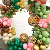 150pcs green balloon arch kit garland chrome gold animal series 4d ball baby shower kids wild one 1st birthday party decoration