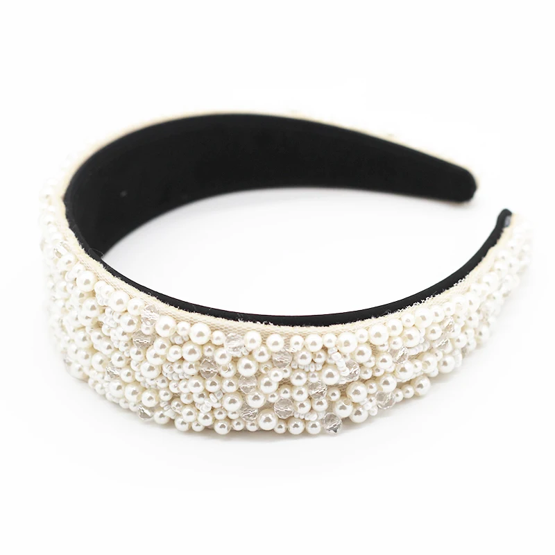 New Baroque hair hoop wide edge ladies pearl rice beads wild prom catwalk travel gift accessories 783 | Украшения и аксессуары