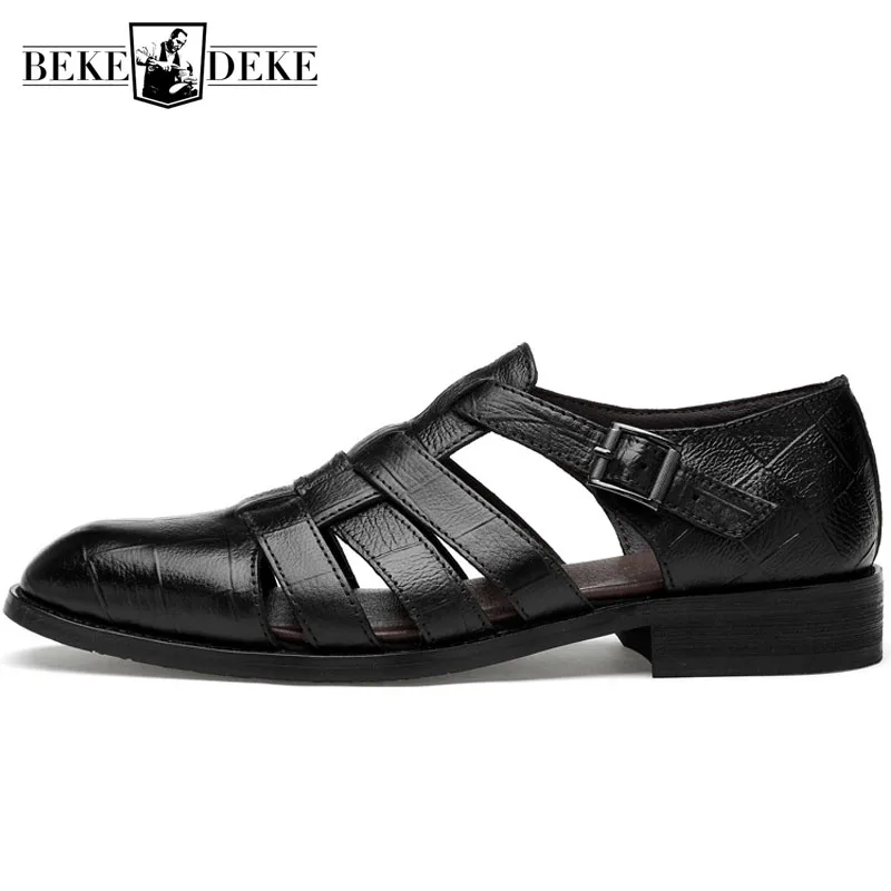 Классические летние мужские сандалии гладиаторы из натуральной кожи с вырезами