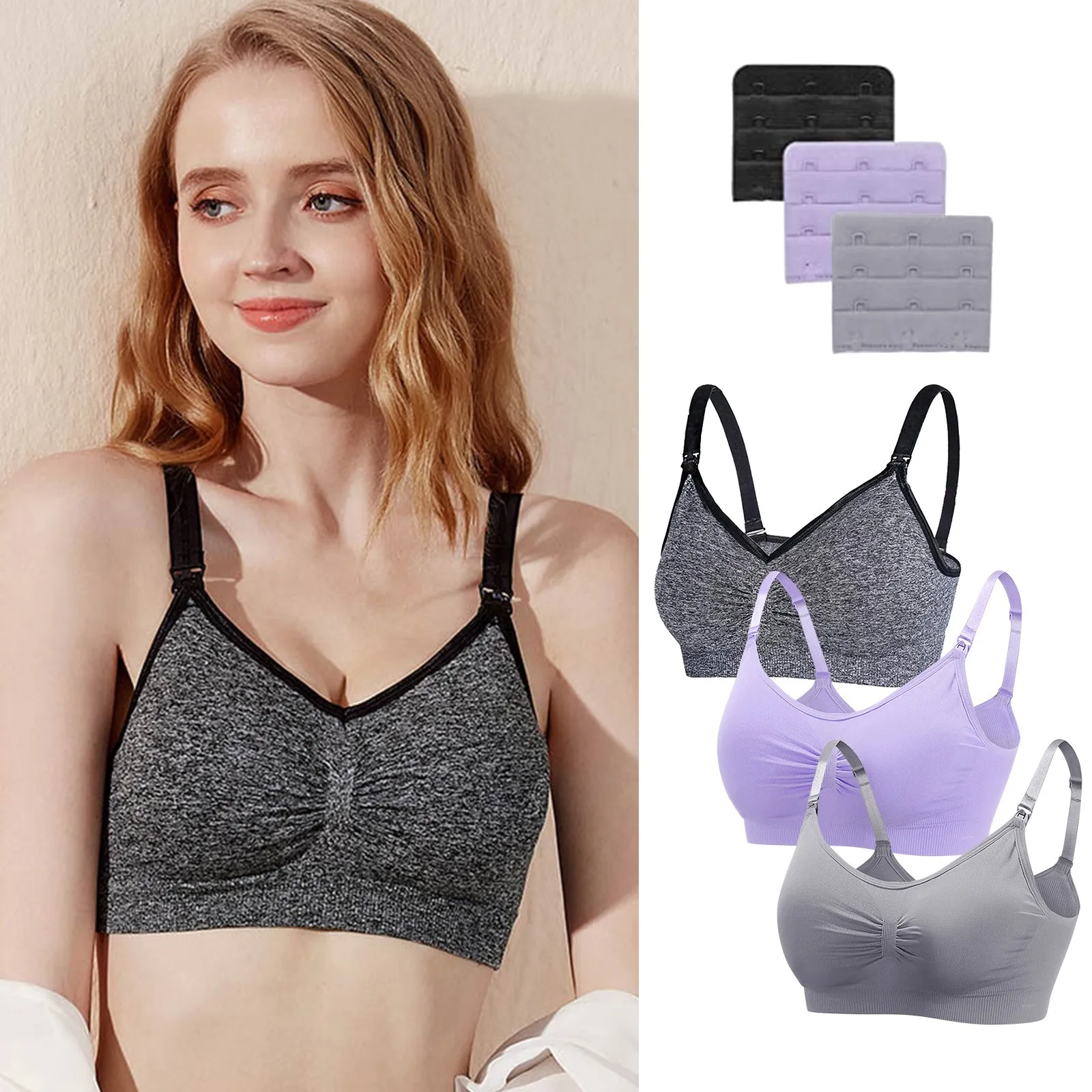 

3pcs Large Size Women Bralette Wrapped Chest Comfortable Gather Bra Breathable Sport Bra Wireless Brassiere Female Intimates 5S