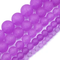 natural stone matte purple chalcedony frosted beads round loose spacer beads 4 6 8 10 12mm for jewelry making fit diy bracelet
