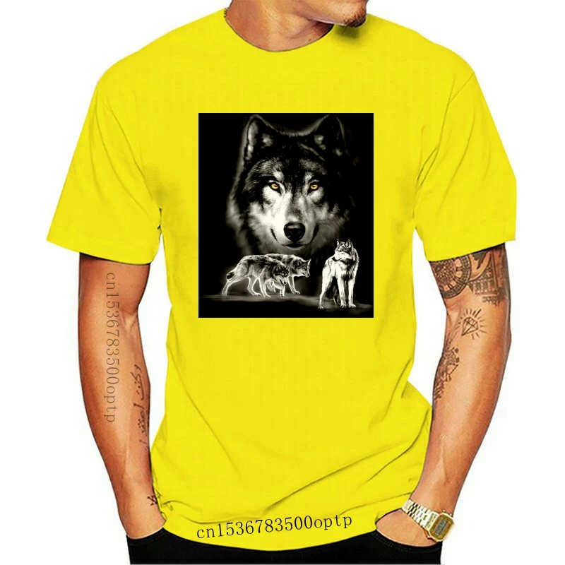 

New The Mountain Four Wolves Portrait Husky Black Tie Die Cotton T-Shirt Adult Xl Round Neck Tee Shirt