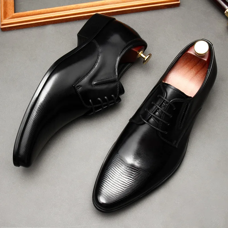 Туфли мужские классические натуральная кожа броги заостренный носок оксфорды