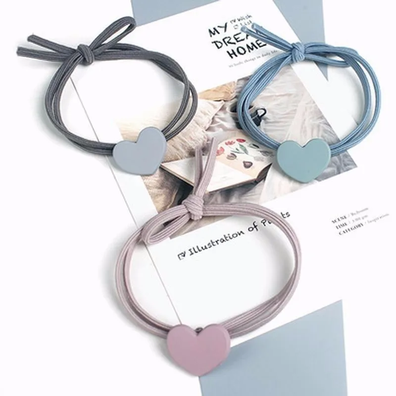 

Headwear Accessories 2021 Heart-shaped Hair Rope Ring Party Gift Handcraft Women Elastic Rubber Bands Ponytail Holder Hairbands