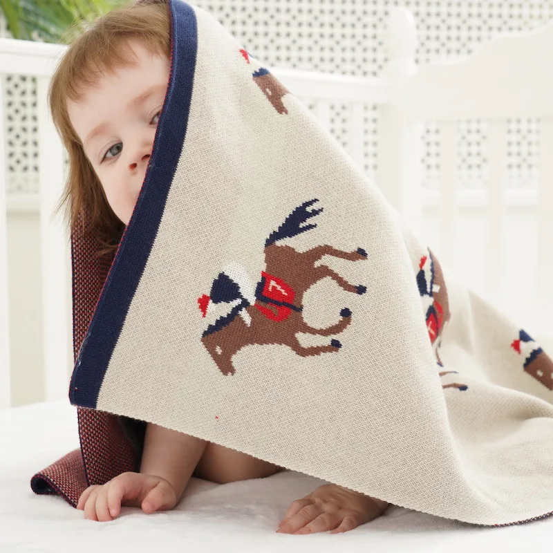 

BOBOZONE Horse Fun Run Blanket for kids boys girls baby 90*110cm