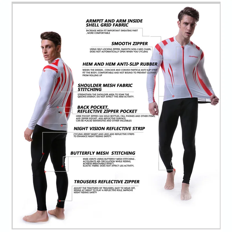 Комплект велосипедной одежды PHMAX дышащая кофта с длинным рукавом защита от УФ