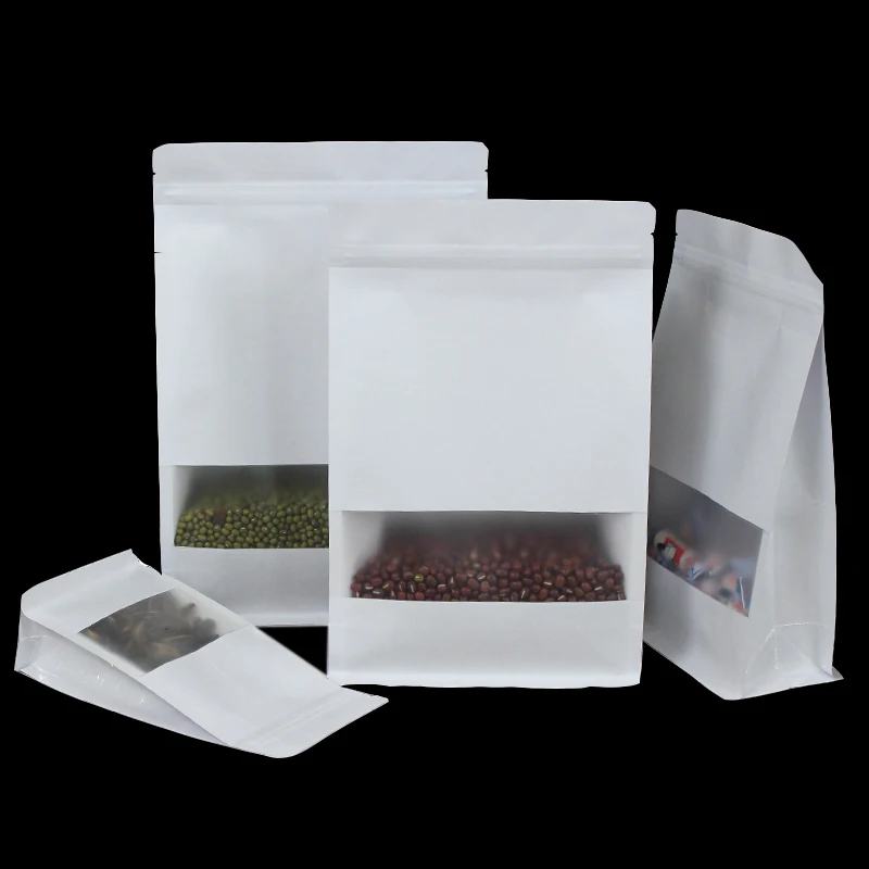 Белая Крафтовая бумага на молнии стоящая матовая окно органный пакет для