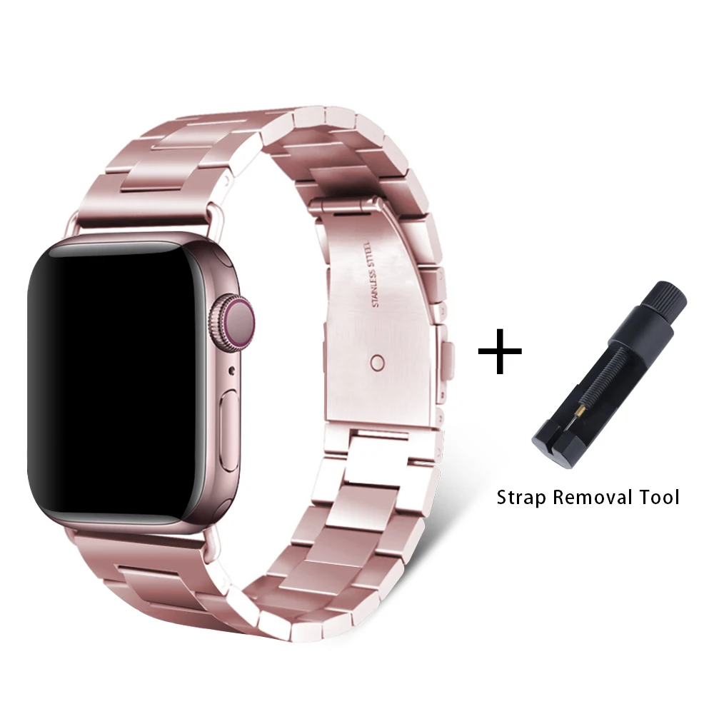 Pink gold Ремешок из нержавеющей стали для Apple Watch 42 мм серия 5 4 3 2 1 сменная классическая версия для iWatch ремешок 38 мм металлический ремень - Цвет ремешка: Pink gold
