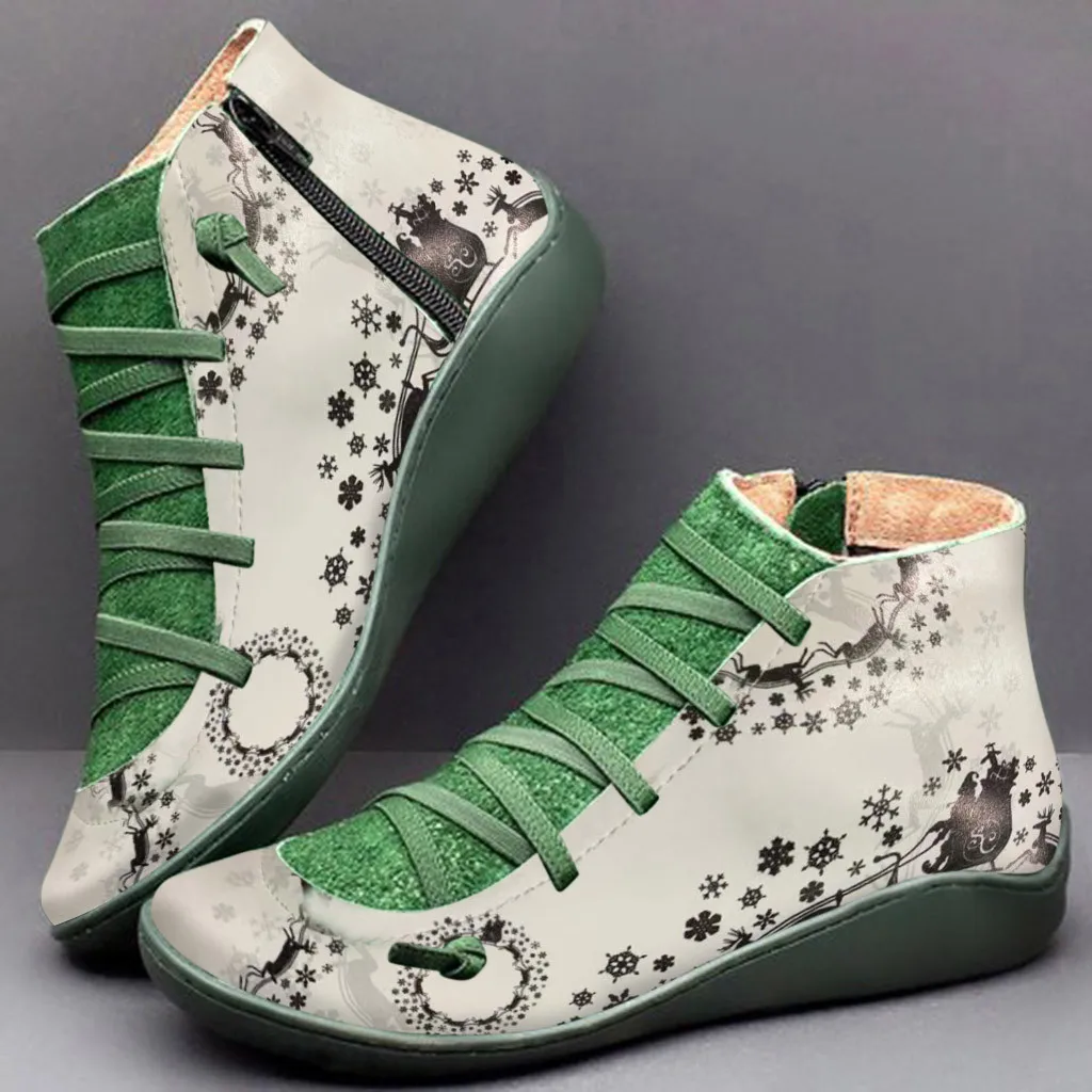 Женские повседневные кожаные ботинки на шнурках в стиле ретро плоской подошве с