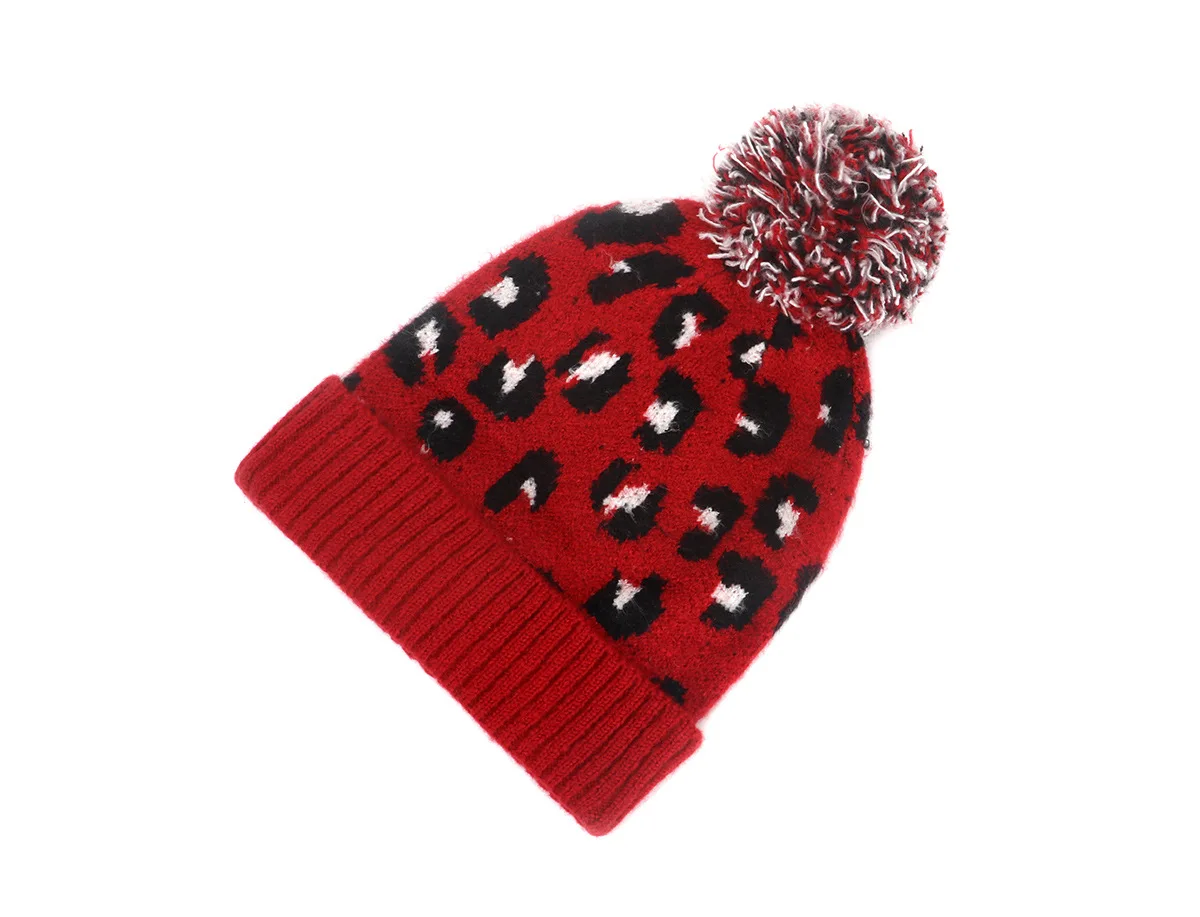 

New Winter Hats Bonnets for Women Leopard Knitted Beanie Hat Fashion Woolen Warm Cap Hats Girls Winter Fall Hats for Women 2020