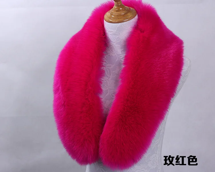 rose red Qearlstar воротник из искусственного лисьего меха для женщин и мужчин Детское пальто шарф куртка капюшон Теплый меховой Декор роскошный шаль шарфы многоцветный ZKG04 - Цвет: rose red