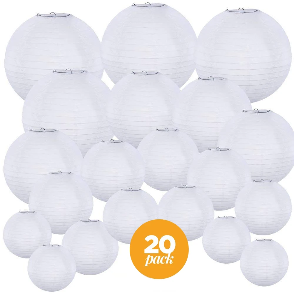 

20 Pack Chinese Papier Lampion Paper Lantern 4, 6, 8, 10, 12, Hanging Lanterns Ball Wedding Christmas Event Party Decorations