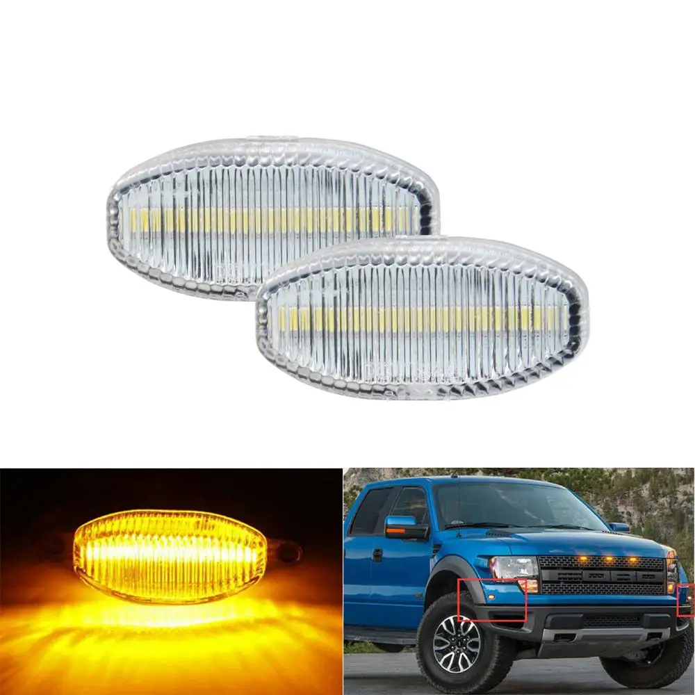 Передний бампер Янтарный светодиодный боковой габаритный фонарь для Ford F150 SVT Raptor