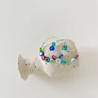 minimalist big hollow circle pendant earrings for women girls glass ball flower printing beaded hoop earrings accessories hot