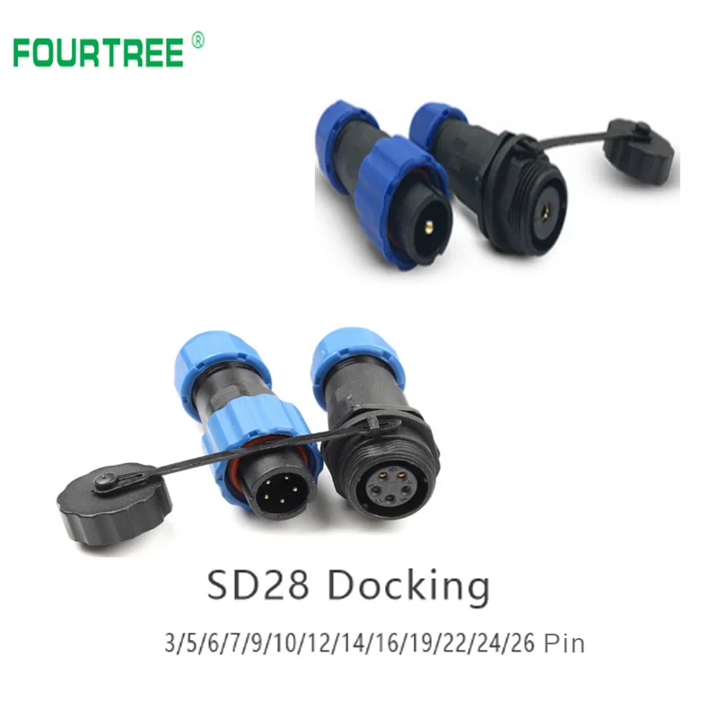 Водонепроницаемый разъем IP68 SD28 соединительный кабель питания штекер и гнездо