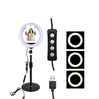 led makeup ring light lampadjustable bracket stand kits for photo studiovideo desktop fill light for phone photography action