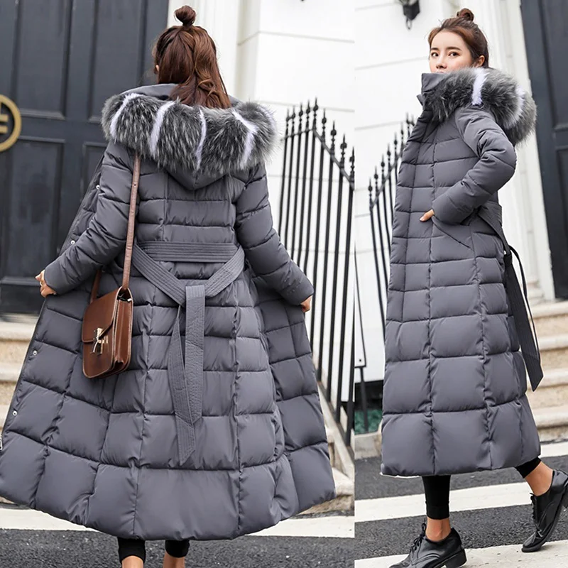Fashion Winter Coat Women Jackets Thick Down Parkas Big Fur Hooded Cotton Long Coats Warm Windbreaker Female Slim Outwear | Женская