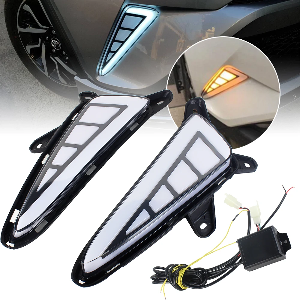New CHR Car LED Day Light Running Lights DRL Turn Signal Fog Lamps for Toyota C-HR 2017 2018 | Автомобили и мотоциклы