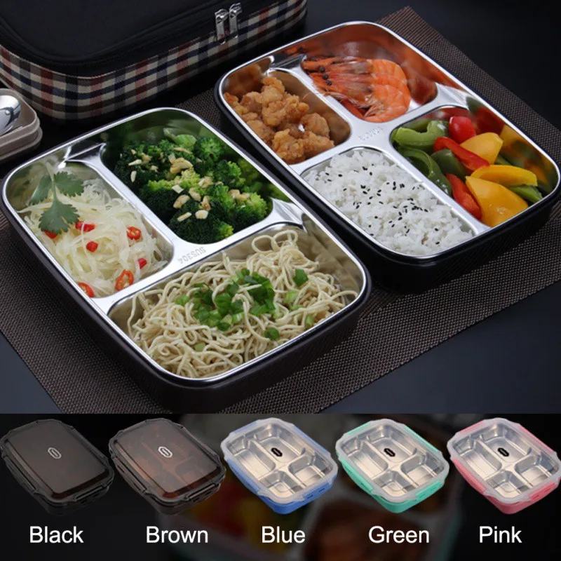 304 Bento Box изолированный Ланч бокс для фаст фуда с крытой столовой