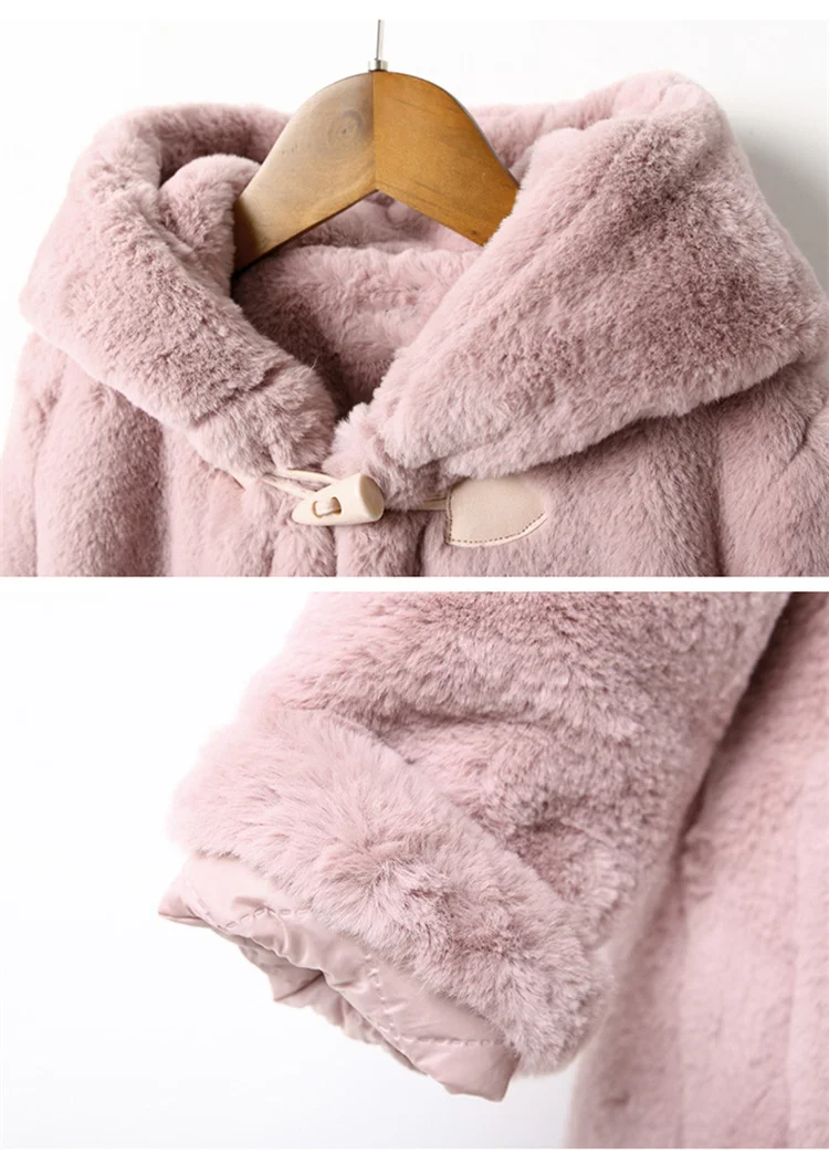 30 degrees Children Baby girl clothing Winter Thicken Parka Kids Faux Fur Hooded Coat Plus velvet Jackets clothes snowsuit