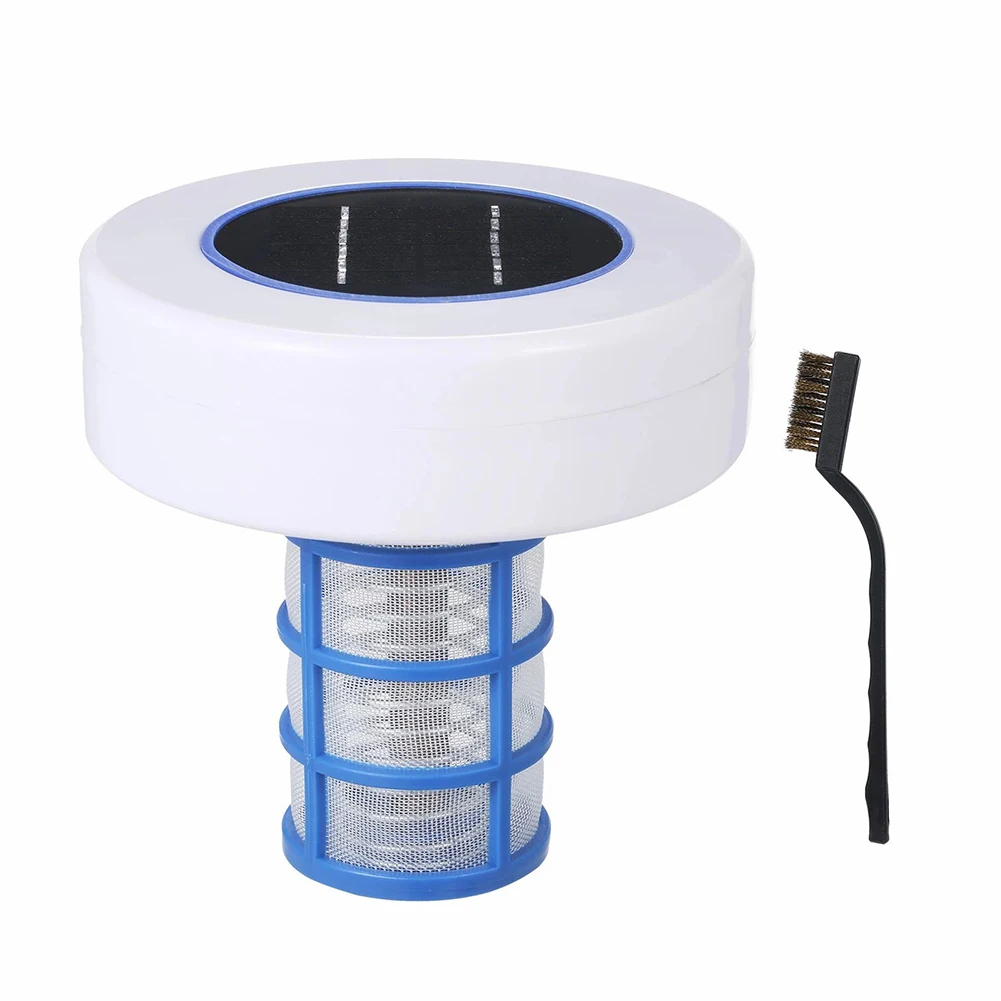 

Solar Pool Ionizer Floating Swimming Pool Water Purifier Cleaner + Brush Kill Reduces Algae Chlorine