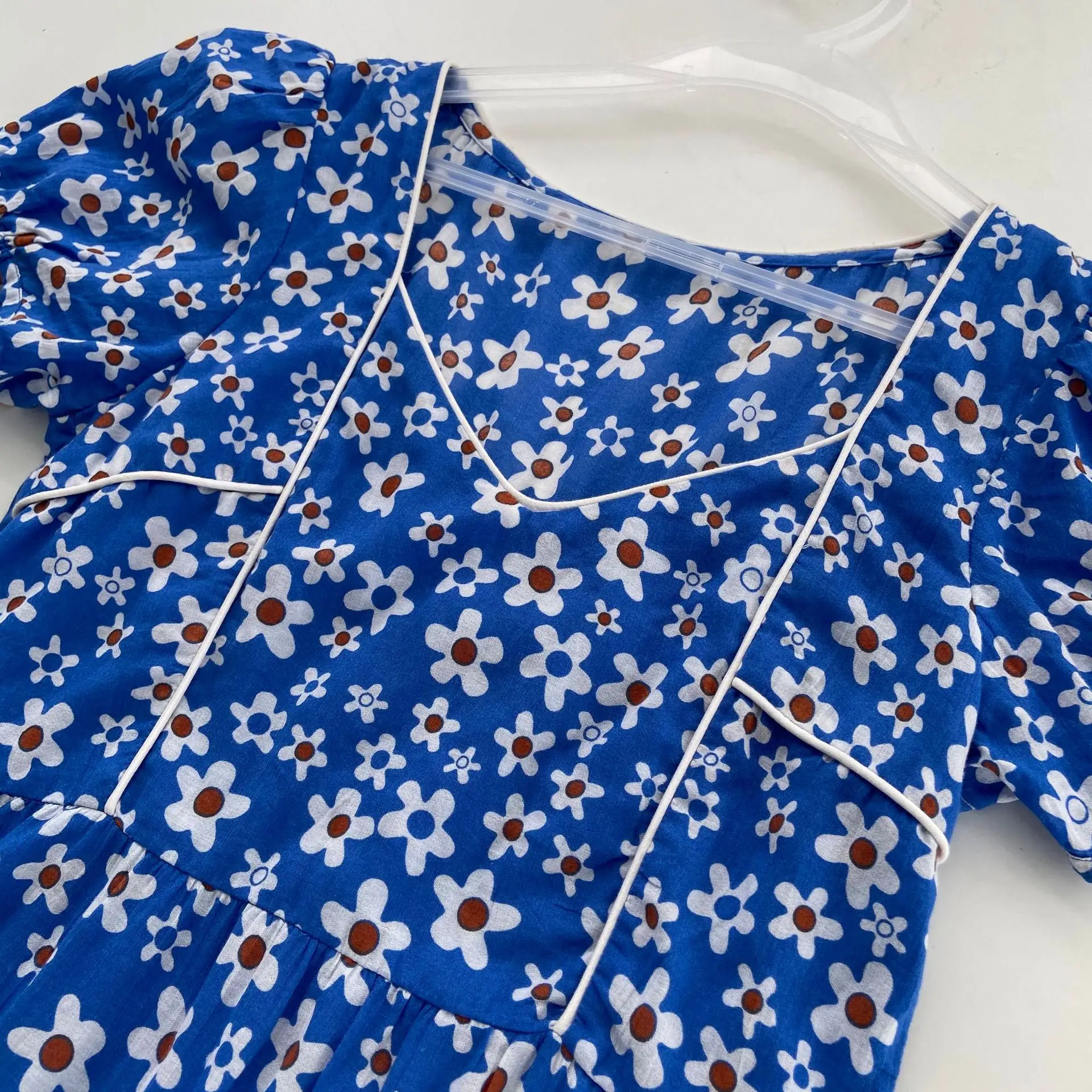 

Летнее Длинное Платье с синими маргаритками и цветами, женские винтажные платья до щиколотки для девушек и женщин, пляжная одежда для отпус...