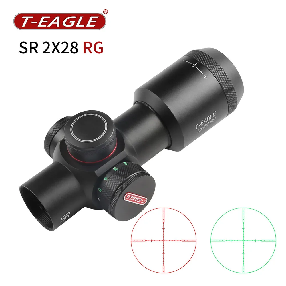 T-eagle SR 2X28 RG Tactical Optic Sight Riflescope Aluminum Short Scope Light Sniper Airsoft Air Guns With Mounts For Hunting