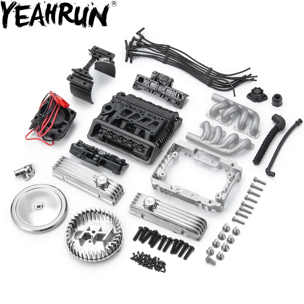YEAHRUN Classic V8 F82 мотор вентилятора искусственный радиатор для TRX4 SCX10 D90 VS4 1/10 RC